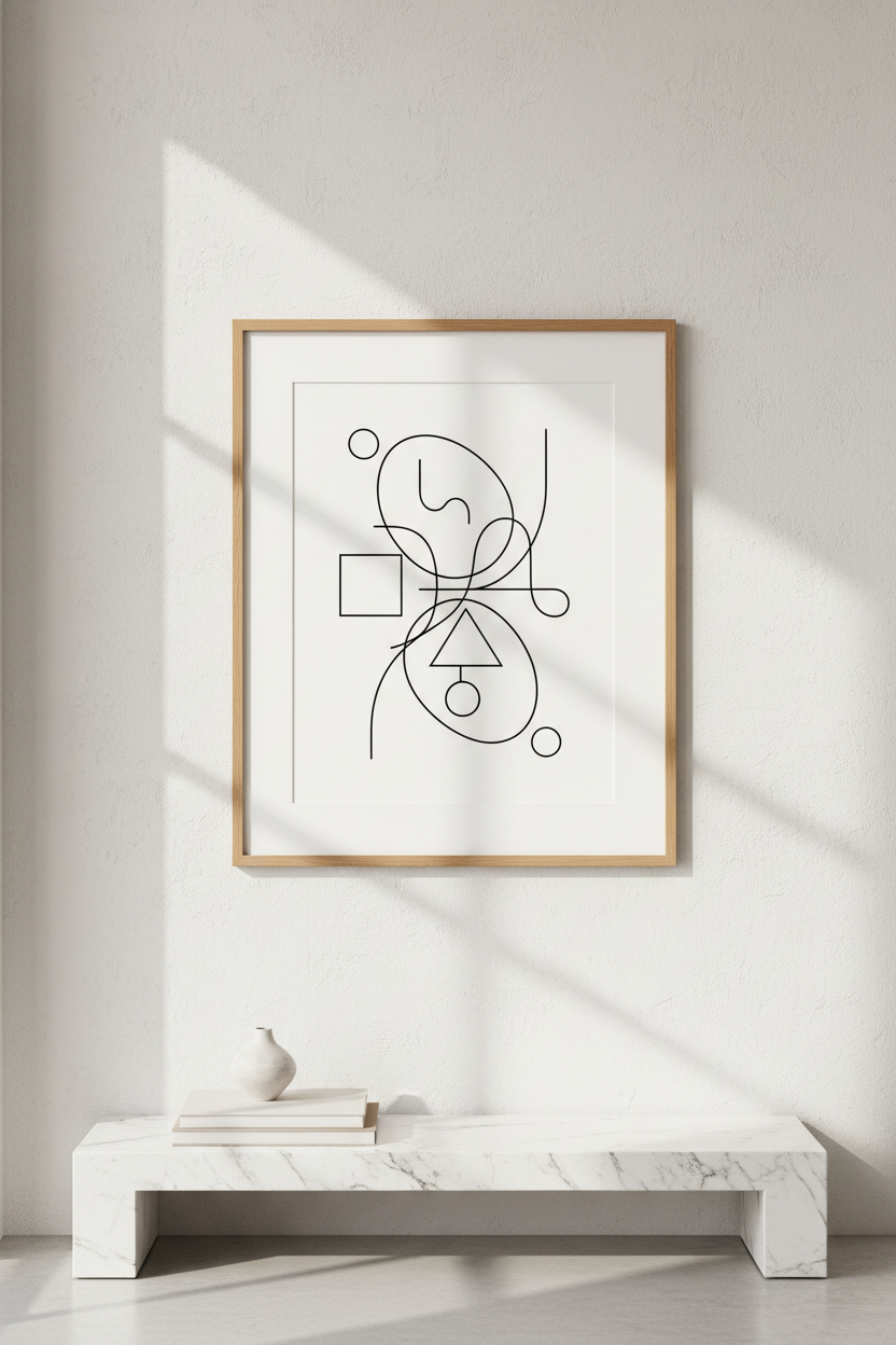 Abstract Line Art Print - Framed