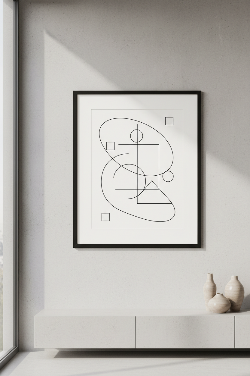 Abstract Line Art Print - Framed