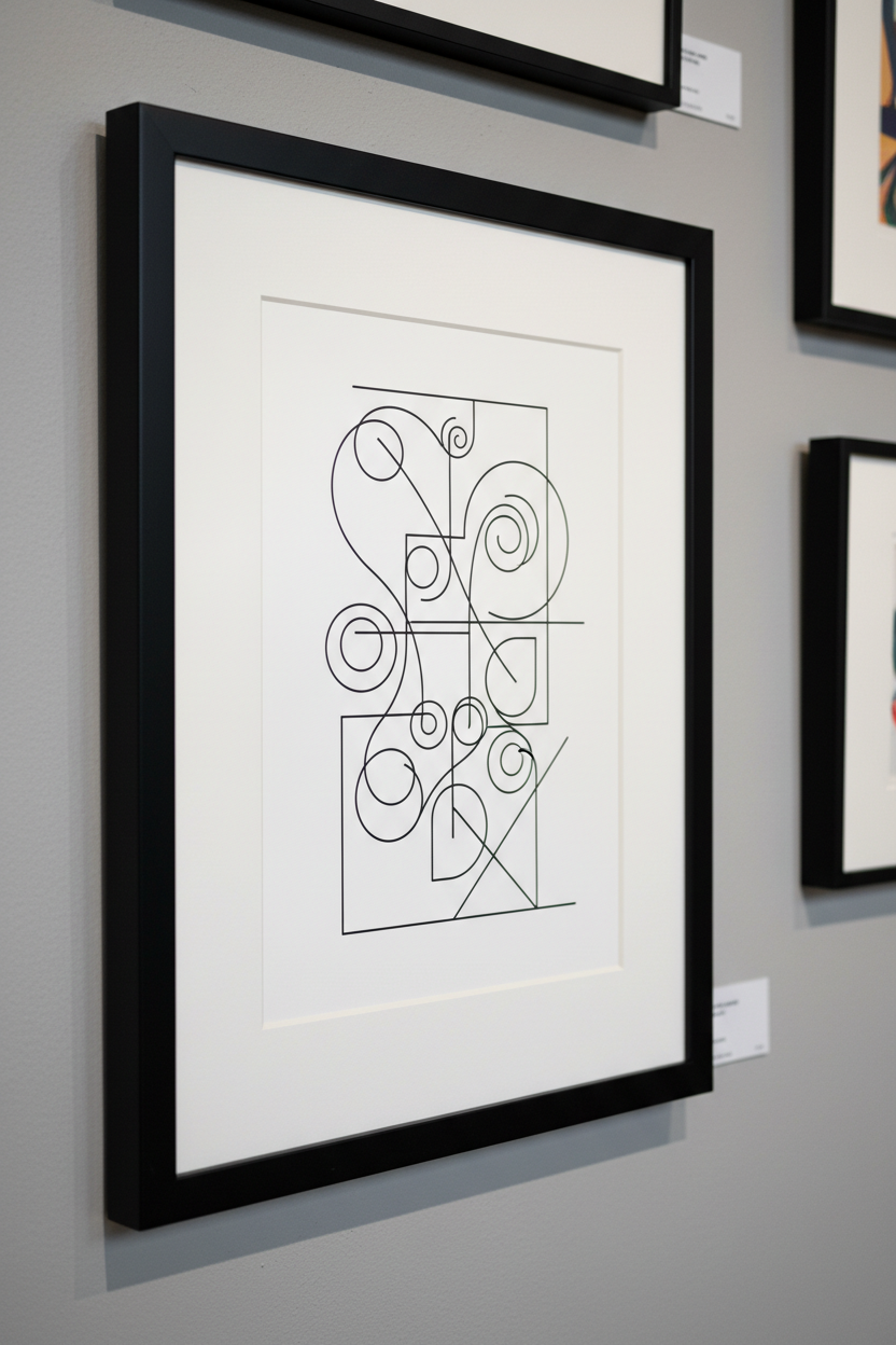 Abstract Line Art Print - Framed