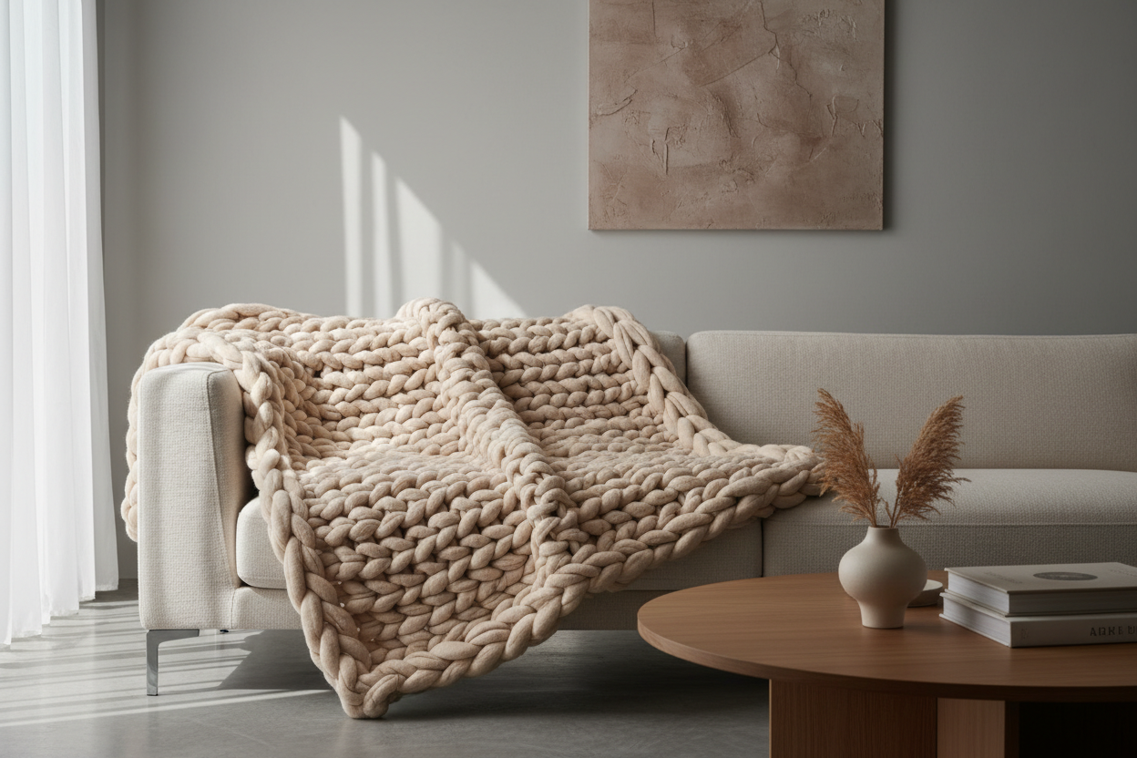 Chunky Knit Throw Blanket