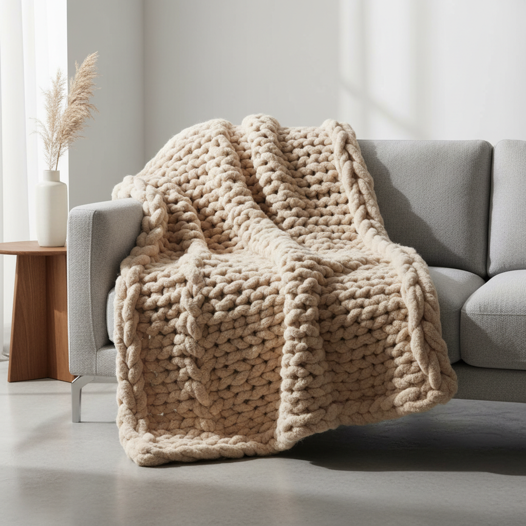 Chunky Knit Throw Blanket
