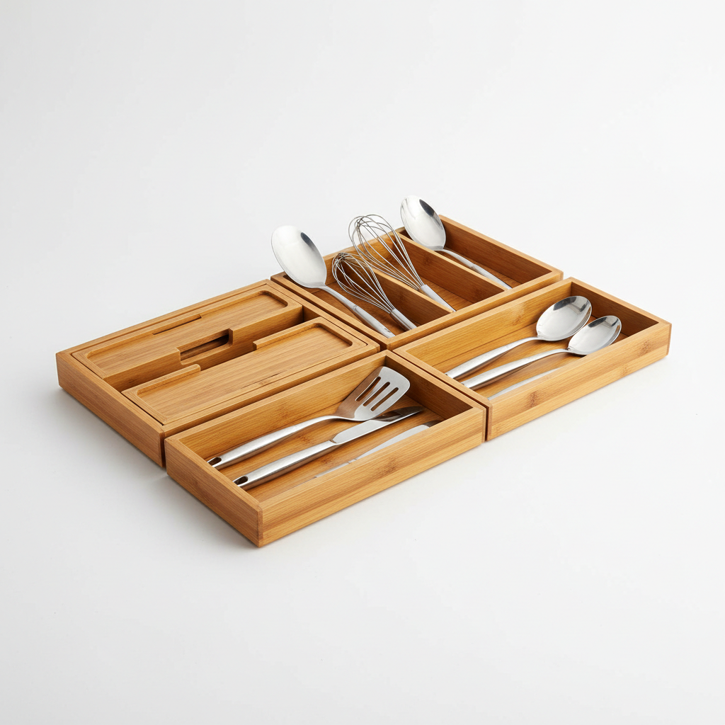 Expandable Bamboo Drawer Organizer Set
