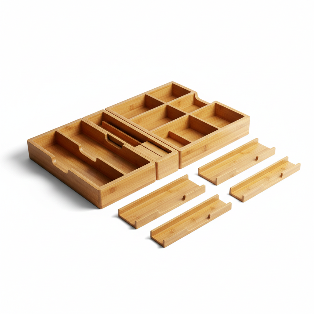 Expandable Bamboo Drawer Organizer Set