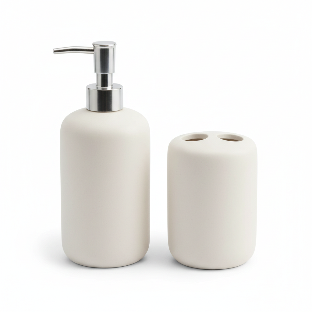 Modern Ceramic Bathroom Accessory Set - 2 Piece
