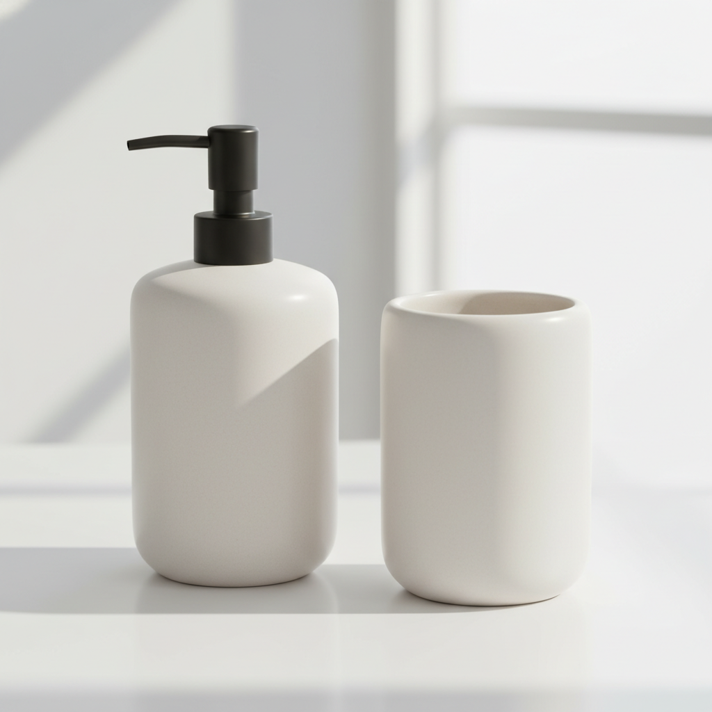 Modern Ceramic Bathroom Accessory Set - 2 Piece