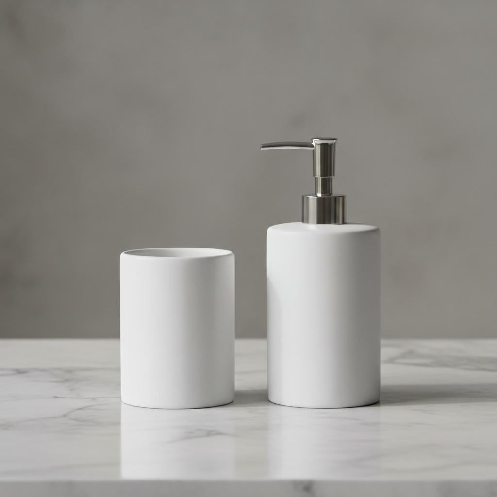 Modern Ceramic Bathroom Accessory Set - 2 Piece