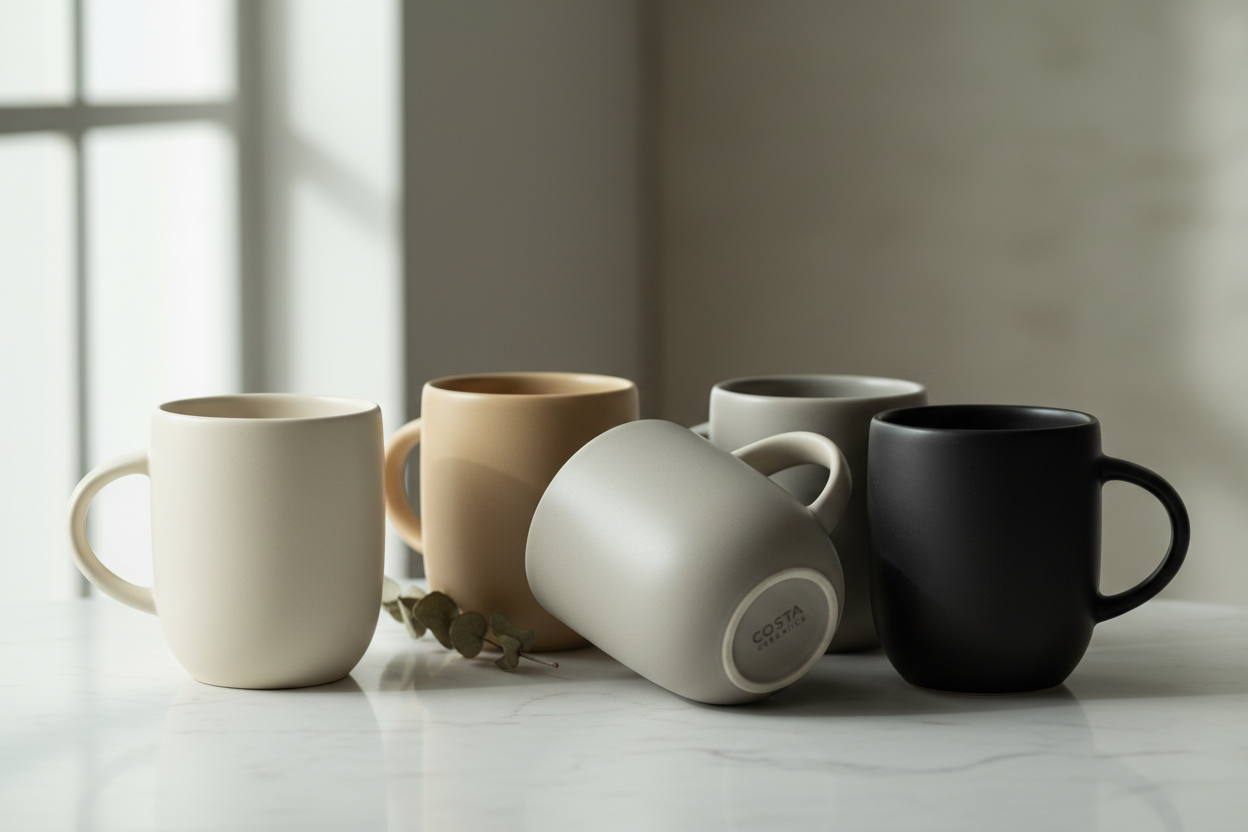 Modern Ceramic Coffee Mug Set - 4 Pack