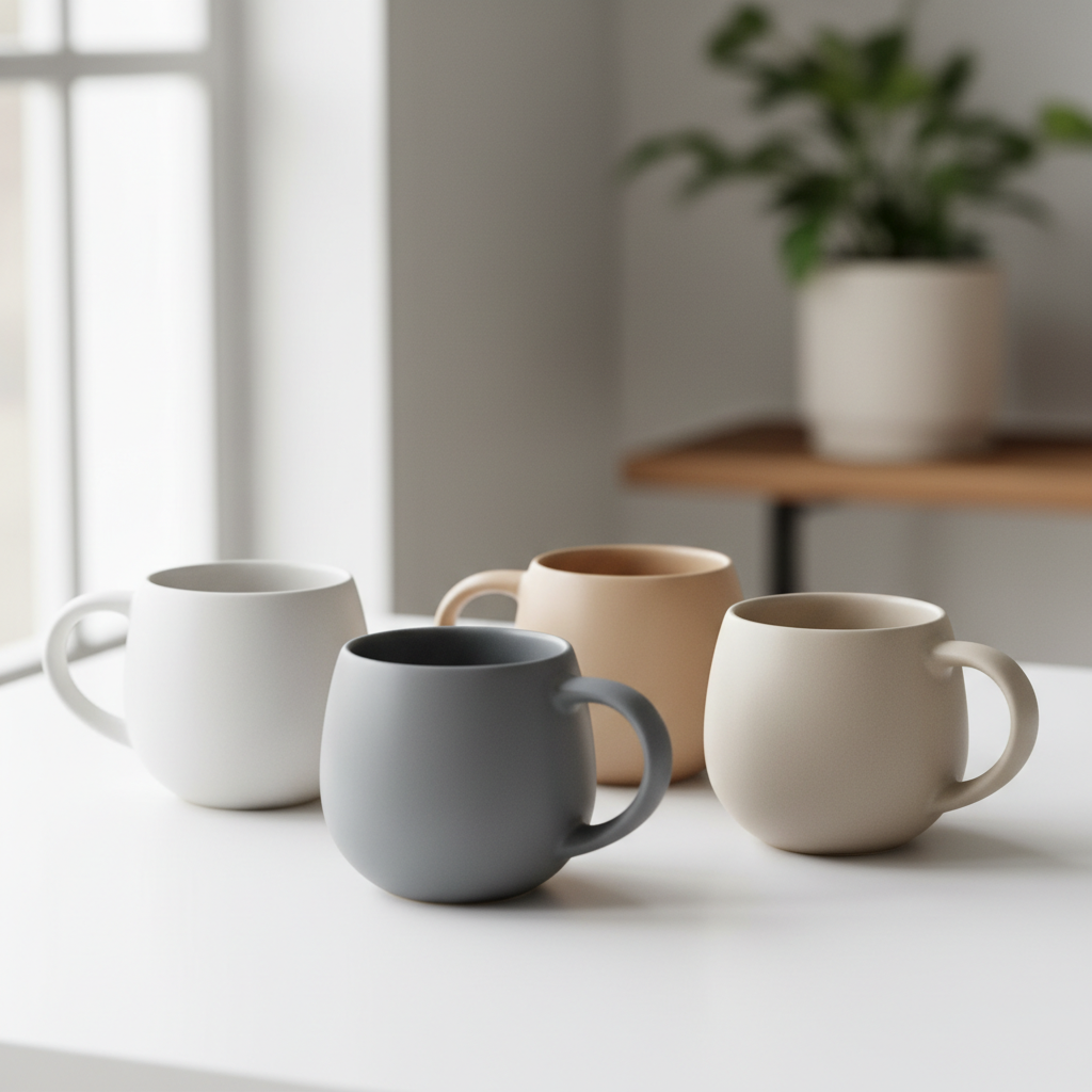 Modern Ceramic Coffee Mug Set - 4 Pack