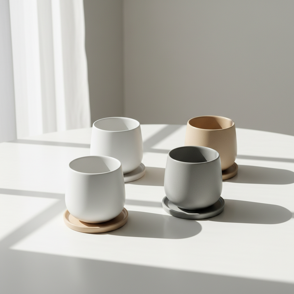 Modern Ceramic Coffee Mug Set - 4 Pack