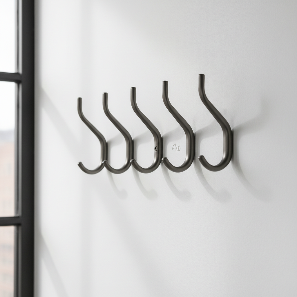 Modern Wall-Mounted Coat Hooks - 5 Hook Set