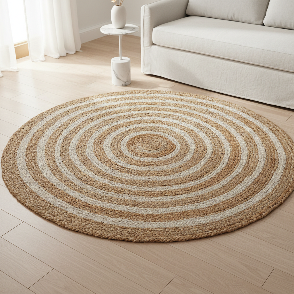 Natural Jute Round Area Rug - 5ft