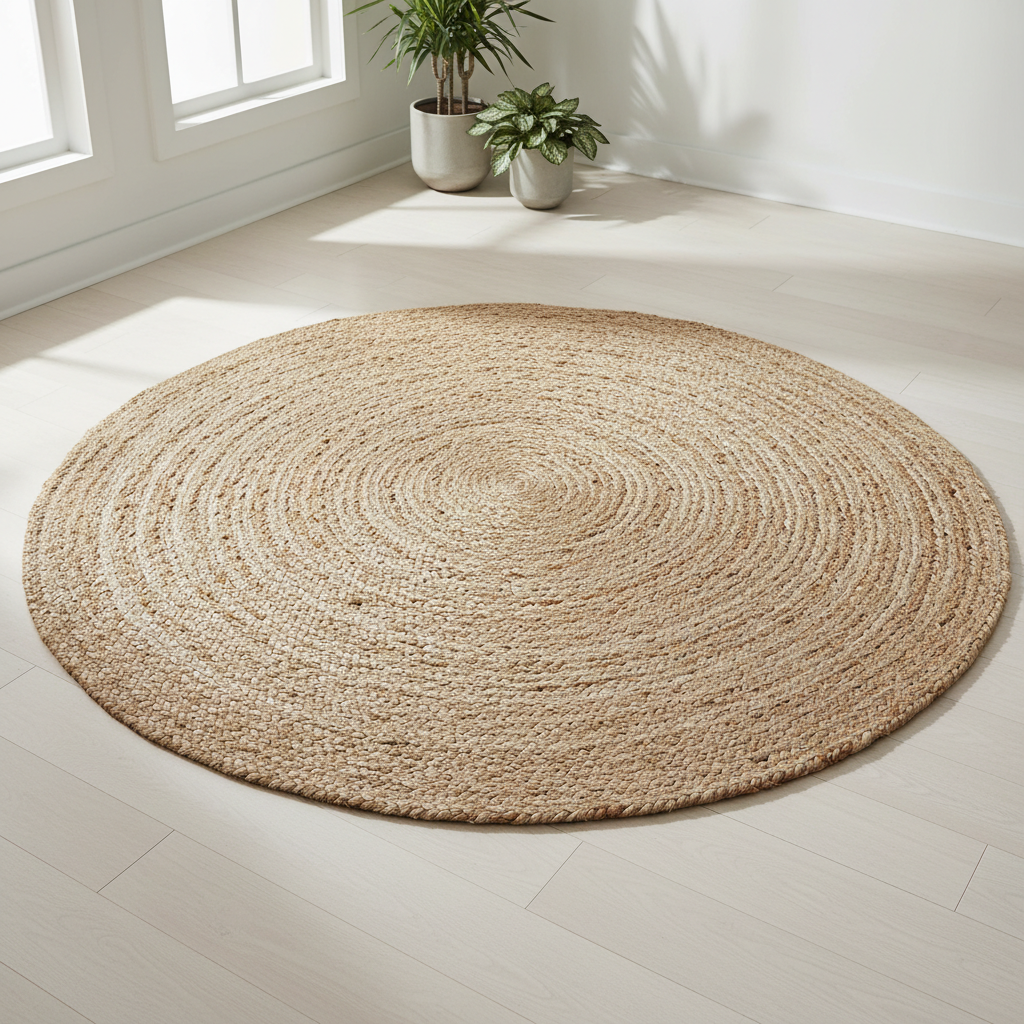 Natural Jute Round Area Rug - 5ft
