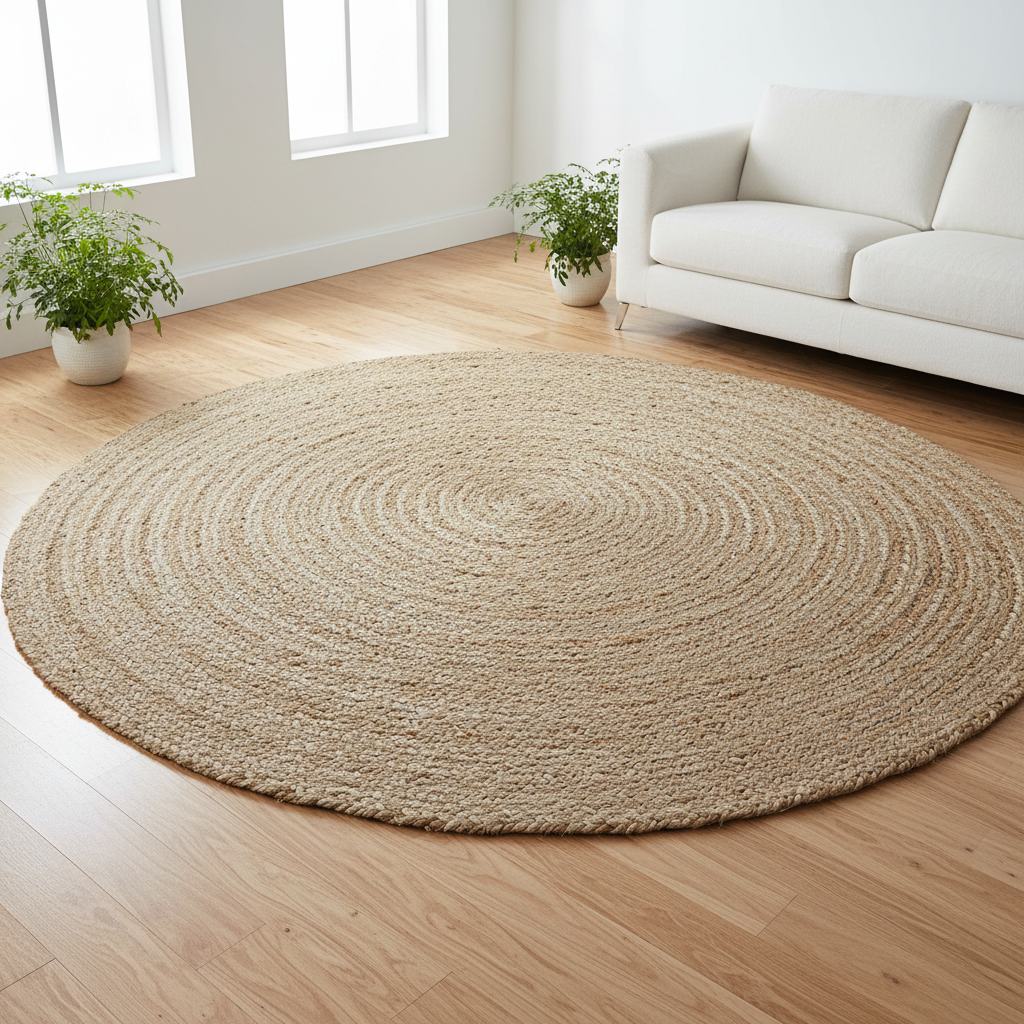 Natural Jute Round Area Rug - 5ft